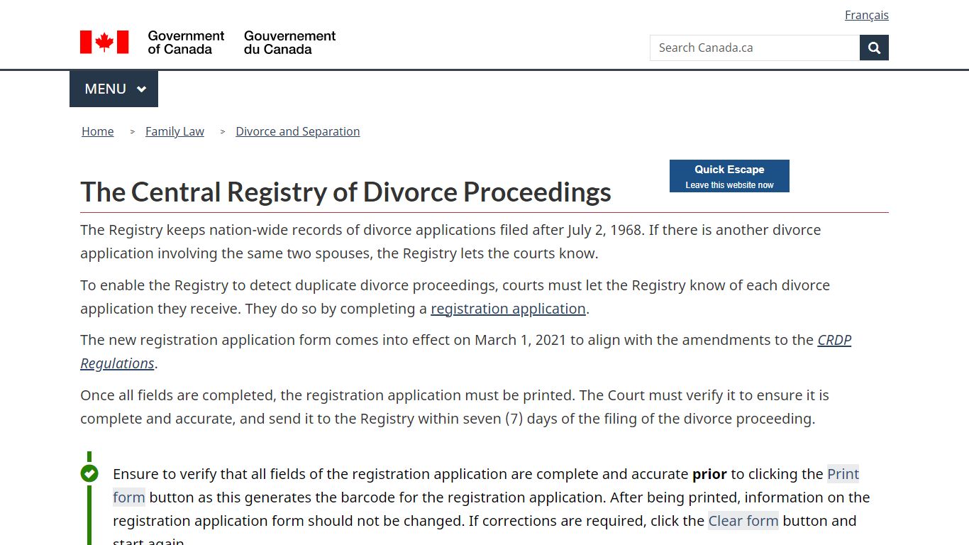 The Central Registry of Divorce Proceedings